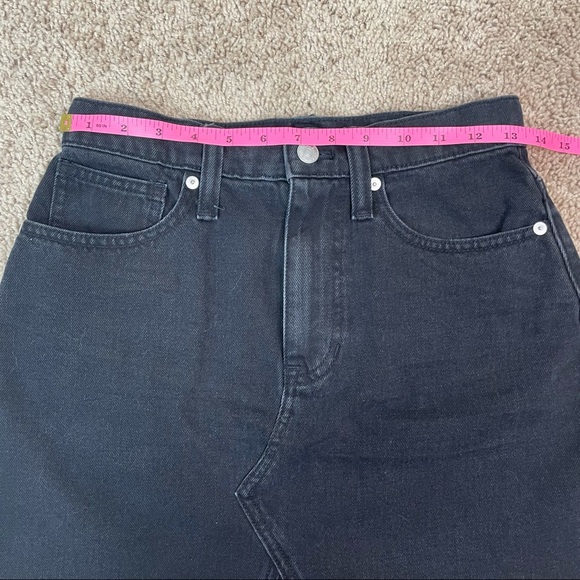 Madewell Frisco Raw Hem Black Denim Mini Skirt - Picture 10 of 16